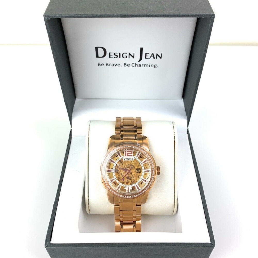 Design Jean Automatic Watches Big Watch Face Gold Band
